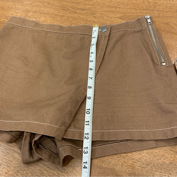 Altar’d State brown cotton mini skort with side zipper and button closure - Picture 5 of 7